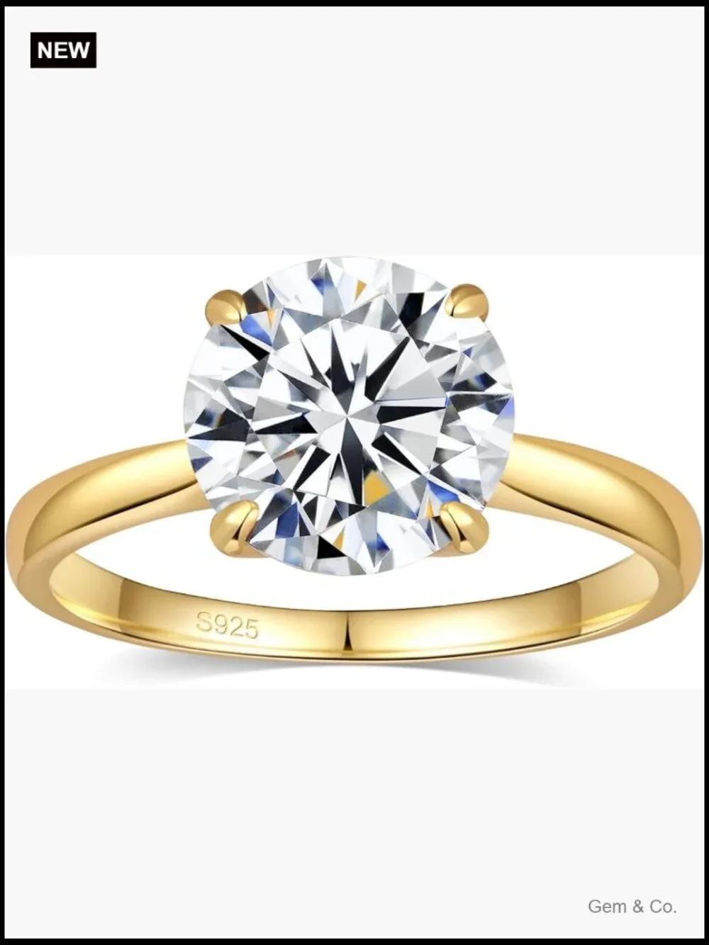 Moissanite Engagement Ring 925 Sterling Silver Plated Wedding Band Solitaire